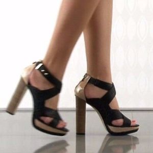 BCBG Max Azria Fritz Open Toe Canvas & Leather